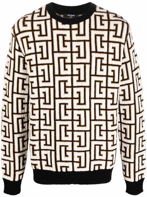 Balmain monogram-pattern print sweatshirt - Black