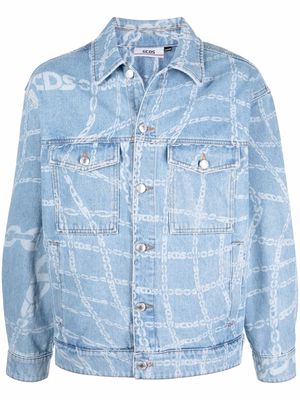 Gcds chain-detail denim jacket - Blue
