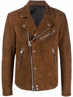 TOM FORD zip-up suede biker jacket - Brown