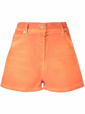 MSGM logo-print denim shorts - Orange