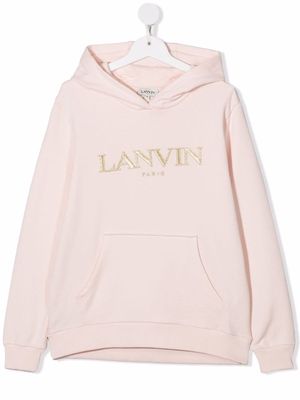 LANVIN Enfant logo-embroidered cotton hoodie - Pink