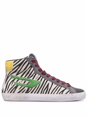 Diesel zebra print hi-top sneakers - Grey