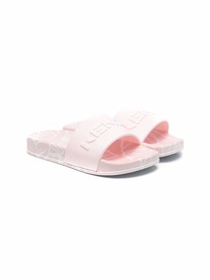 Kenzo Kids logo-print slip-on sandals - Pink