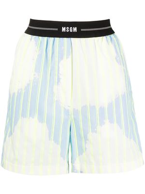 MSGM printed logo-waist shorts - Blue