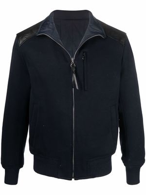 Salvatore Ferragamo leather-panelled bomber jacket - Blue