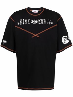 Gcds graphic-print stitched T-shirt - Black