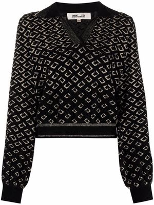 DVF Diane von Furstenberg metallic intarsia-knit jumper - Black