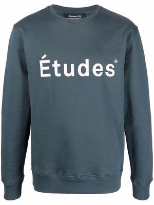 Etudes logo-print crew neck sweatshirt - Blue