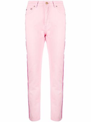 Chiara Ferragni Logomania-stripe cropped jeans - Pink