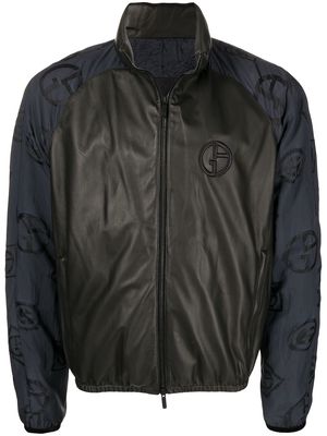 Giorgio Armani leather blouson jacket - Black