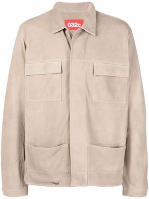 032c oversized suede shirt jacket - Neutrals