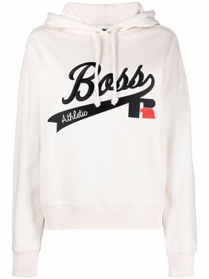 BOSS logo-print long-sleeved hoodie - White