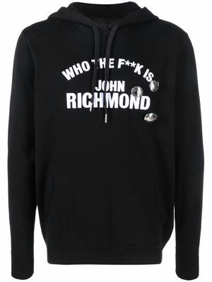 John Richmond logo-print crew-neck hoodie - Black