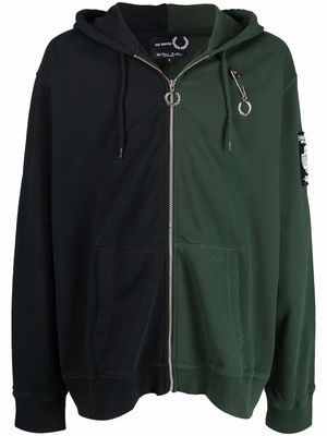 Raf Simons X Fred Perry colour-block zip-up hoodie - Green