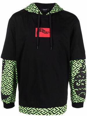 Versace layered cotton hoodie - Black