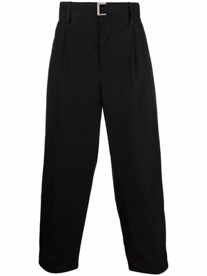 sacai belted wide-leg trousers - Black