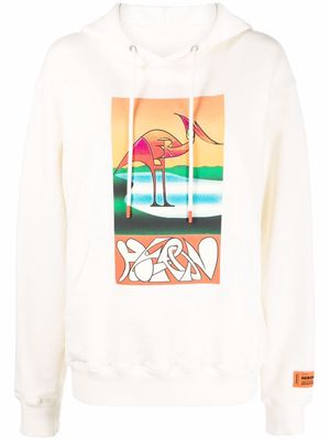 Heron Preston graphic-print drawstring hoodie - White