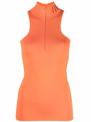 Nina Ricci embroidered-logo high neck vest - Orange