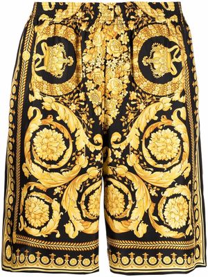 Versace Barocco-print knee-length silk shorts - Black