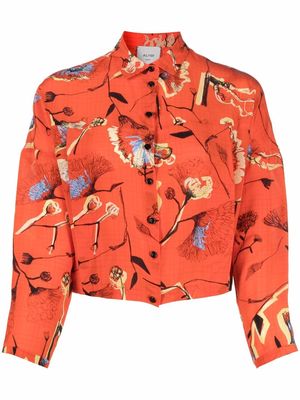 Alysi floral-print cropped blouse - Orange