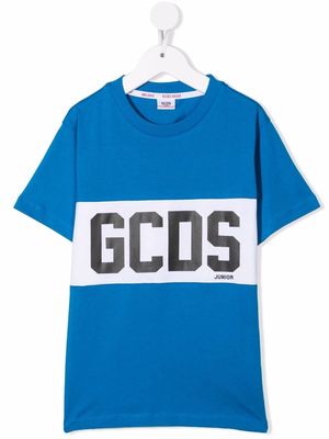 Gcds Kids cotton logo-print T-shirt - Blue