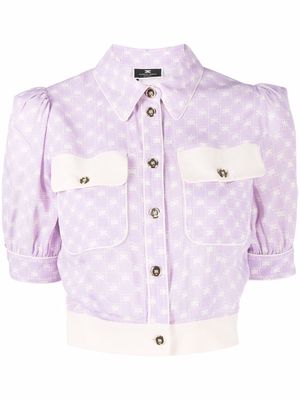 Elisabetta Franchi logo-print cropped blouse - Purple