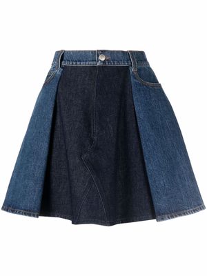 Alexander McQueen pleated panel denim mini skirt - Blue