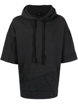 FIVE CM half-sleeve drawstring hoodie - Black