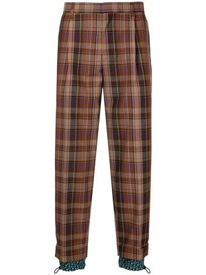 Kolor tartan-print cropped trousers - Brown