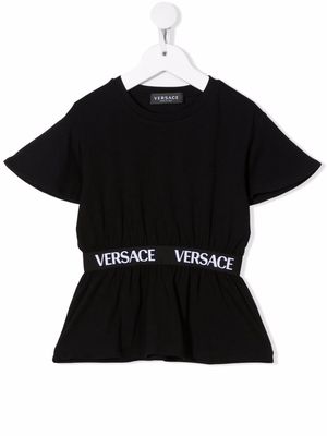 Versace Kids logo-waistband T-shirt - Black
