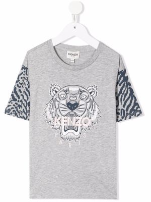 Kenzo Kids signature tiger-print T-shirt - Grey