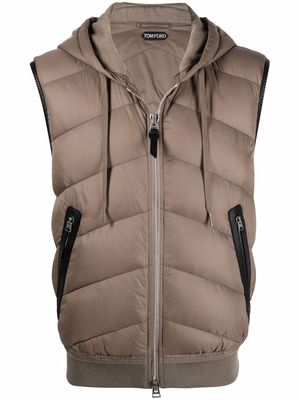 TOM FORD quilted hooded gilet jacket - Brown