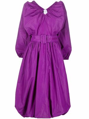Patou belted V-neck dress - Purple