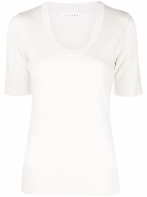 Liska round-neck knitted top - White