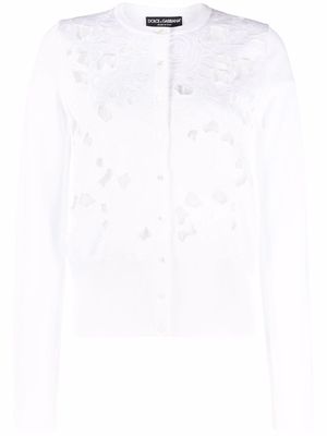 Dolce & Gabbana floral-embroidery openwork cardigan - White