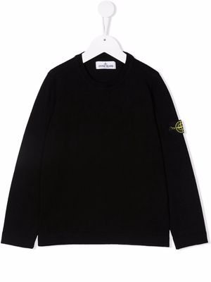 Stone Island Junior logo-patch crew neck sweatshirt - Black