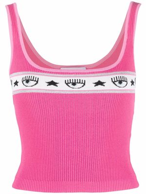 Chiara Ferragni intarsia-knit sleeveless top - Pink