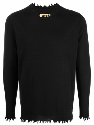 Uma Wang frayed-edge cashmere jumper - Black