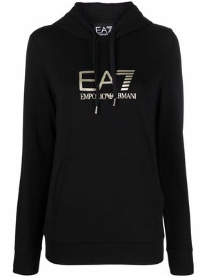 Ea7 Emporio Armani logo-print hoodie - Black