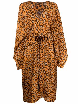 Maria Lucia Hohan leopard print silk shirt dress - Orange