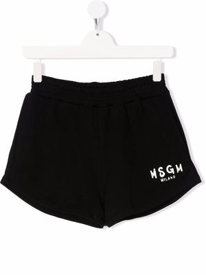 MSGM Kids logo-print shorts - Black