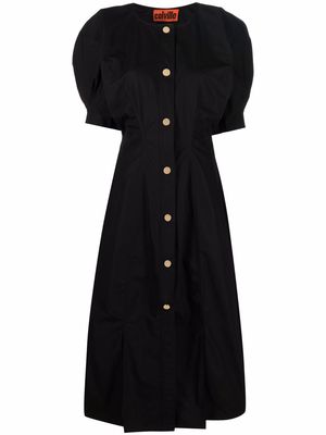 colville short puff-sleeve midi dress - Black