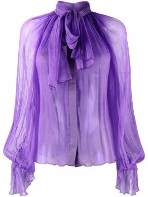 Atu Body Couture bow-detail silk blouse - Purple