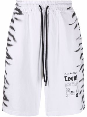 Mauna Kea tiger-print track shorts - White