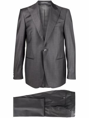 Corneliani textured single-breasted suit - Black