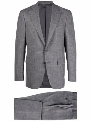 Canali subtle-check single-breasted suit - Grey