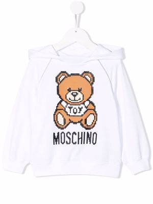 Moschino Kids Teddy Bear cotton hoodie - White