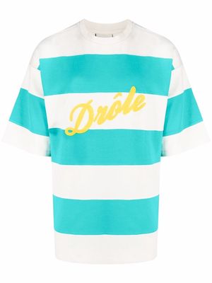 Drôle De Monsieur striped logo-print T-shirt - Neutrals