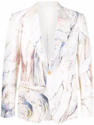 Alexander McQueen graphic-print cotton blazer - Neutrals