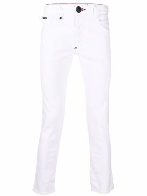 Philipp Plein embroidered-logo slim-fit jeans - White